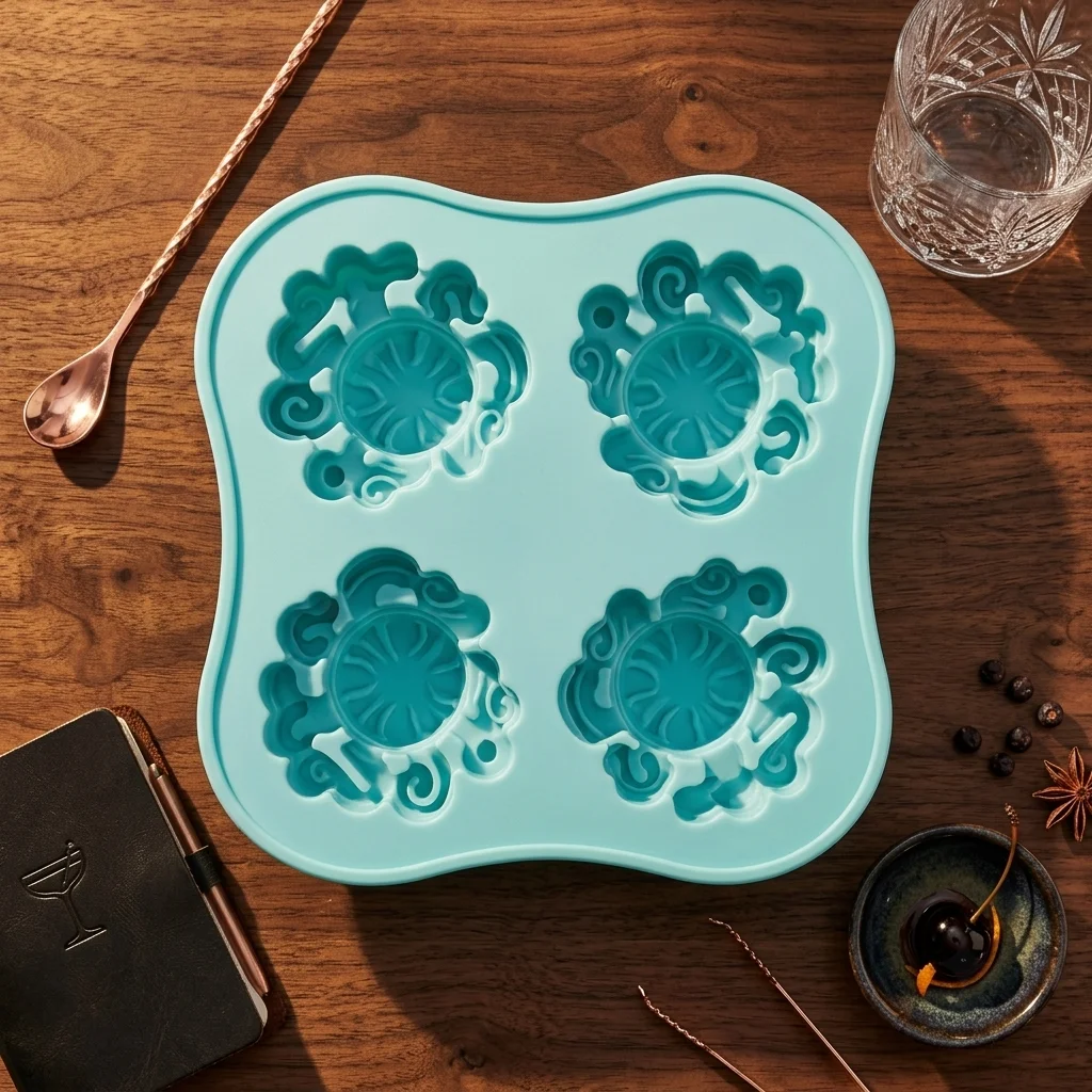 3D Octopus Silicone Ice Cube Mold – 4-Cavity Flexible Tray for Whiskey, Cocktails & Fun Drinks