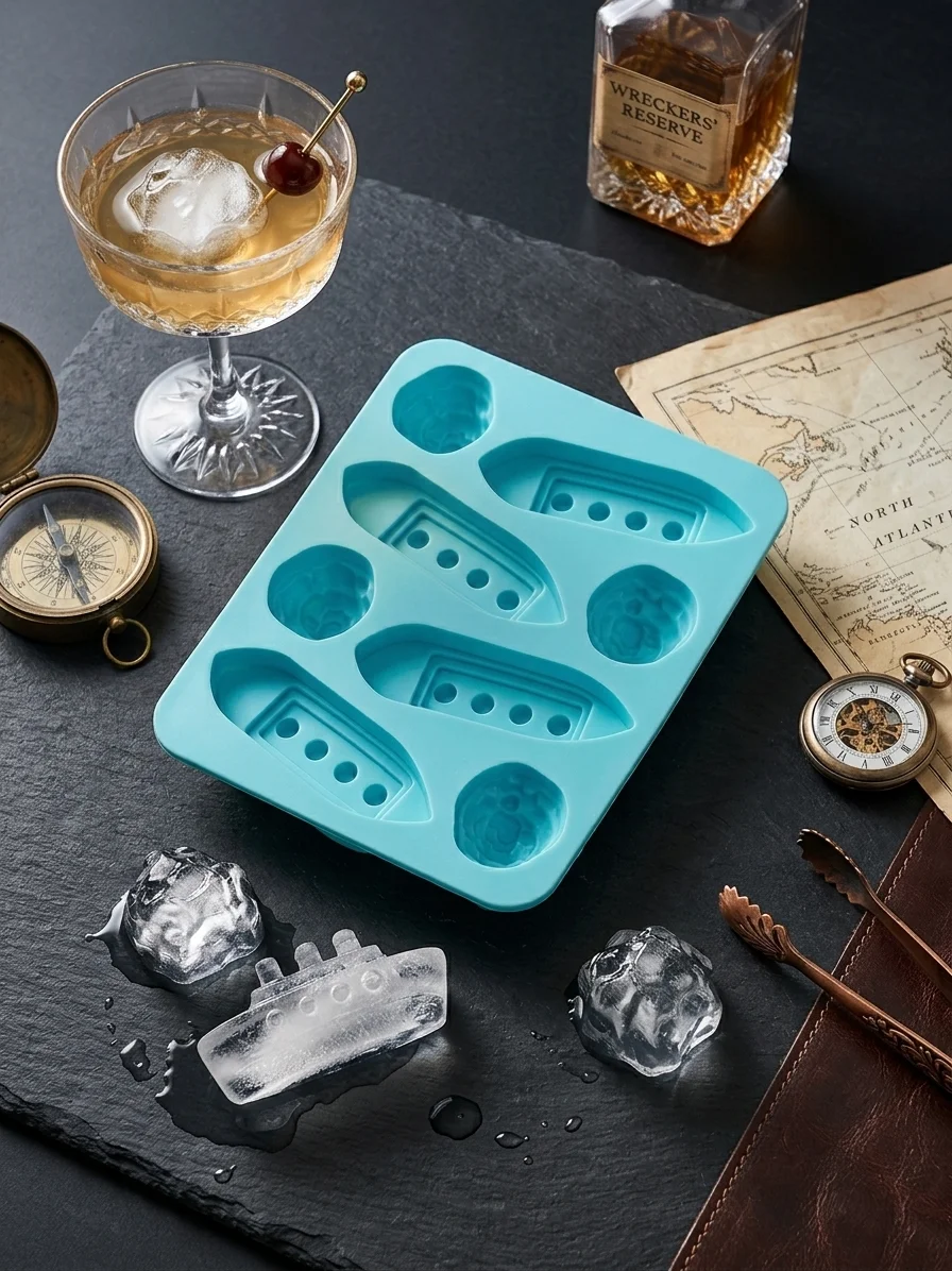Titanic & Iceberg Novelty Silicone Ice Cube Tray – Fun Ship Mold for Whiskey & Cocktails