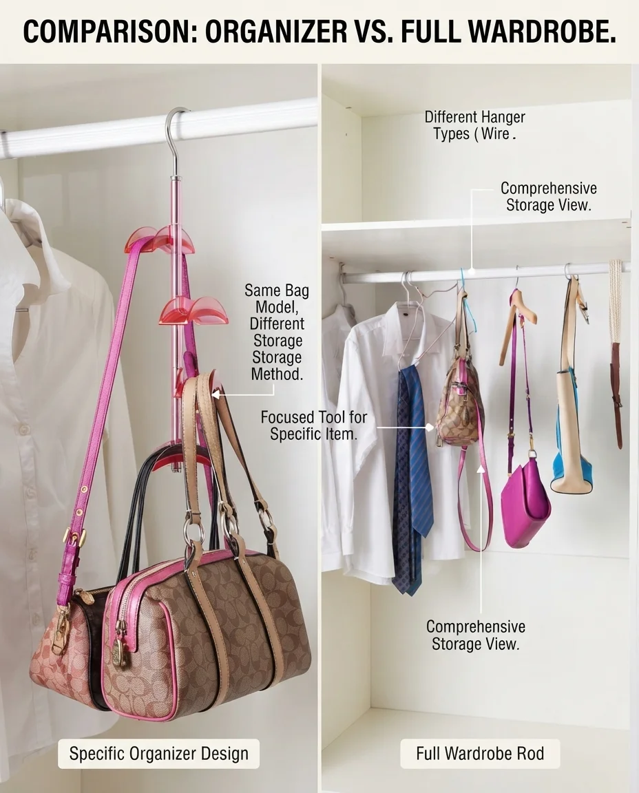 Multi-Purpose Tie, Belt, Scarf, Handbag & Purse Organizer Hanger | Closet Space Saver (Pack of 2) alt