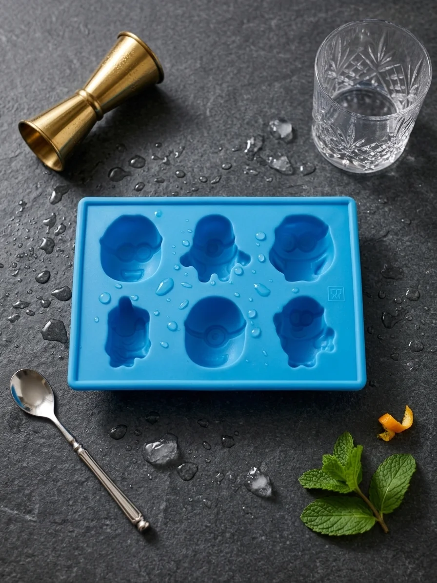 3D Minion Silicone Ice Cube Tray – 6-Cavity Food-Grade Mold for Kids Drinks, Chocolates & Cocktails