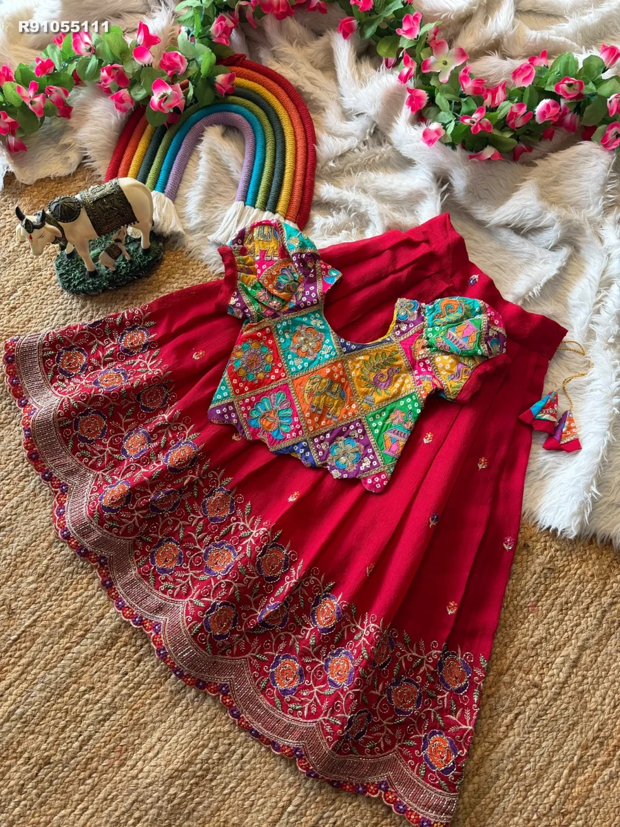 RK ethinics....  Lehenga :- Soft rangoli crush fabric with floral cutdana work 3