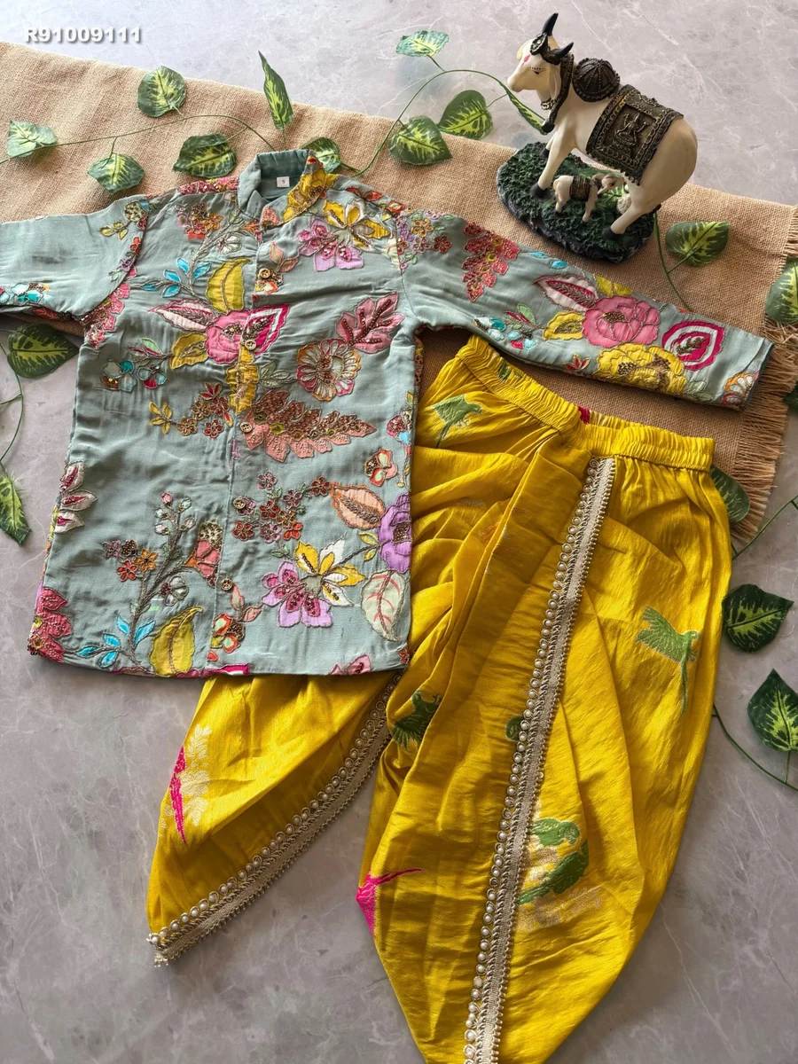 RK ethinics...Boys Dhoti Kurta ih Trending parrot Design 3