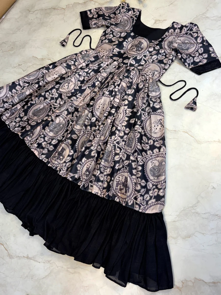 RK Ethinic .....Launching Traditional Kalamkari Frocks with a Stylish Contrast Color Fusion 5