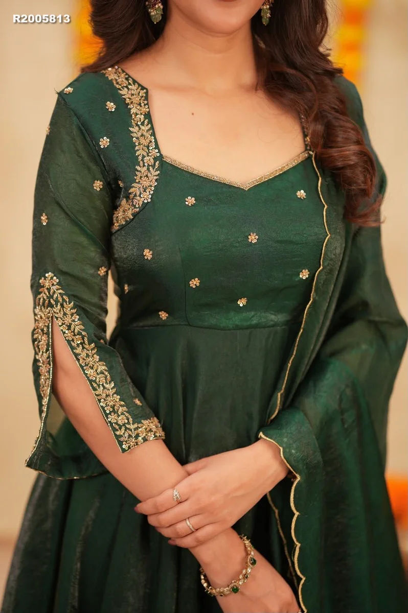 RK ethinics... Spakling Georgette glimmer gown with an Mono Chrome dupatta 7