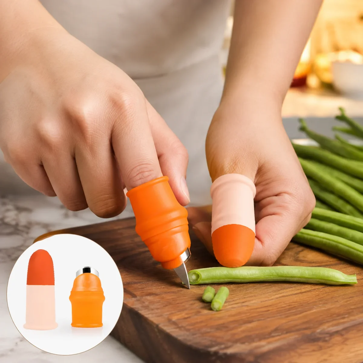 Vegetable Thumb Cutter – Safe & Easy Kitchen Tool | Quickslice SKU 2662_1pair_vege_thumb_cutter  DSIN 2662