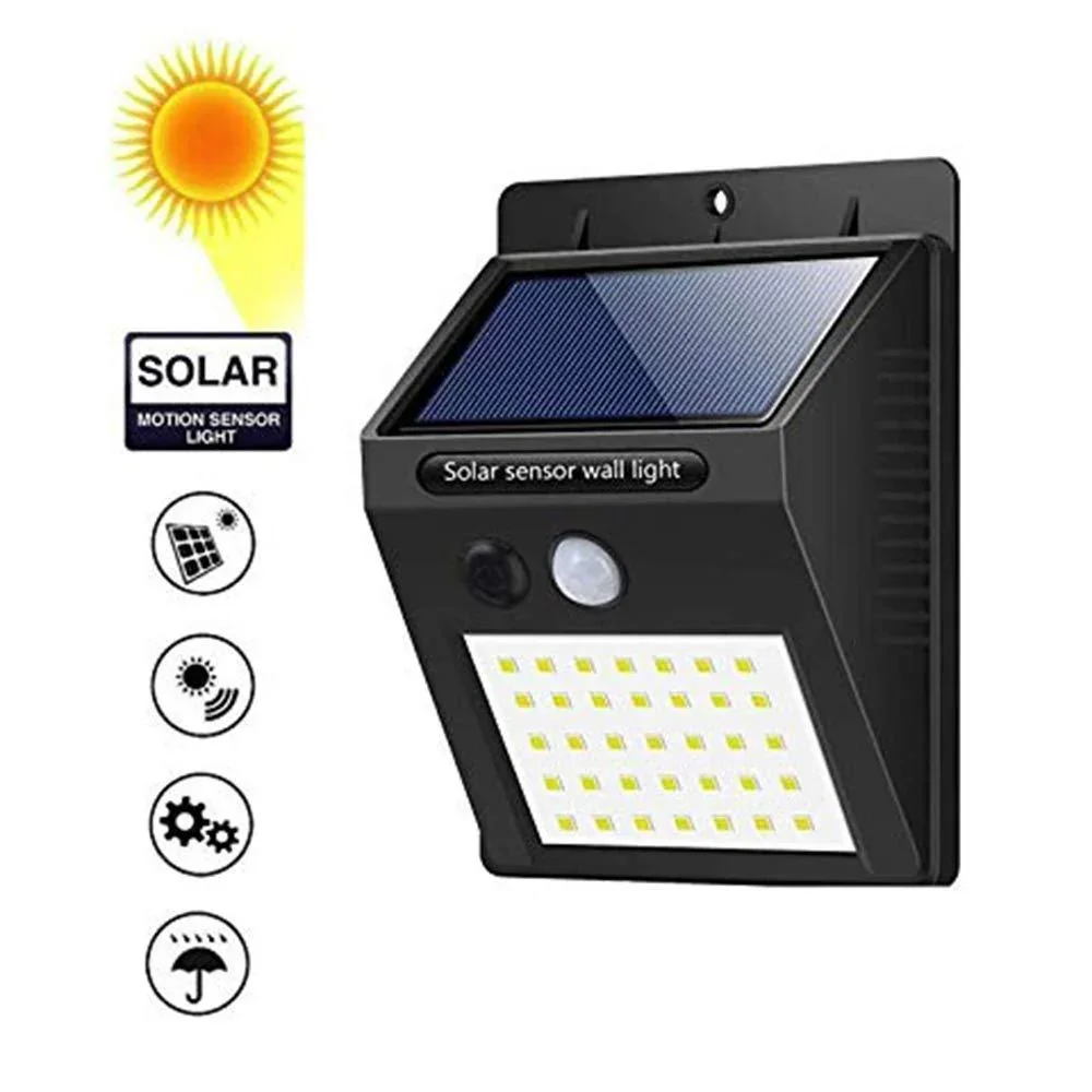 Solar Security LED Light – 30-LED Outdoor Wall | AutoSafeo  SKU 0213_solar_led_light  DSIN 213 5
