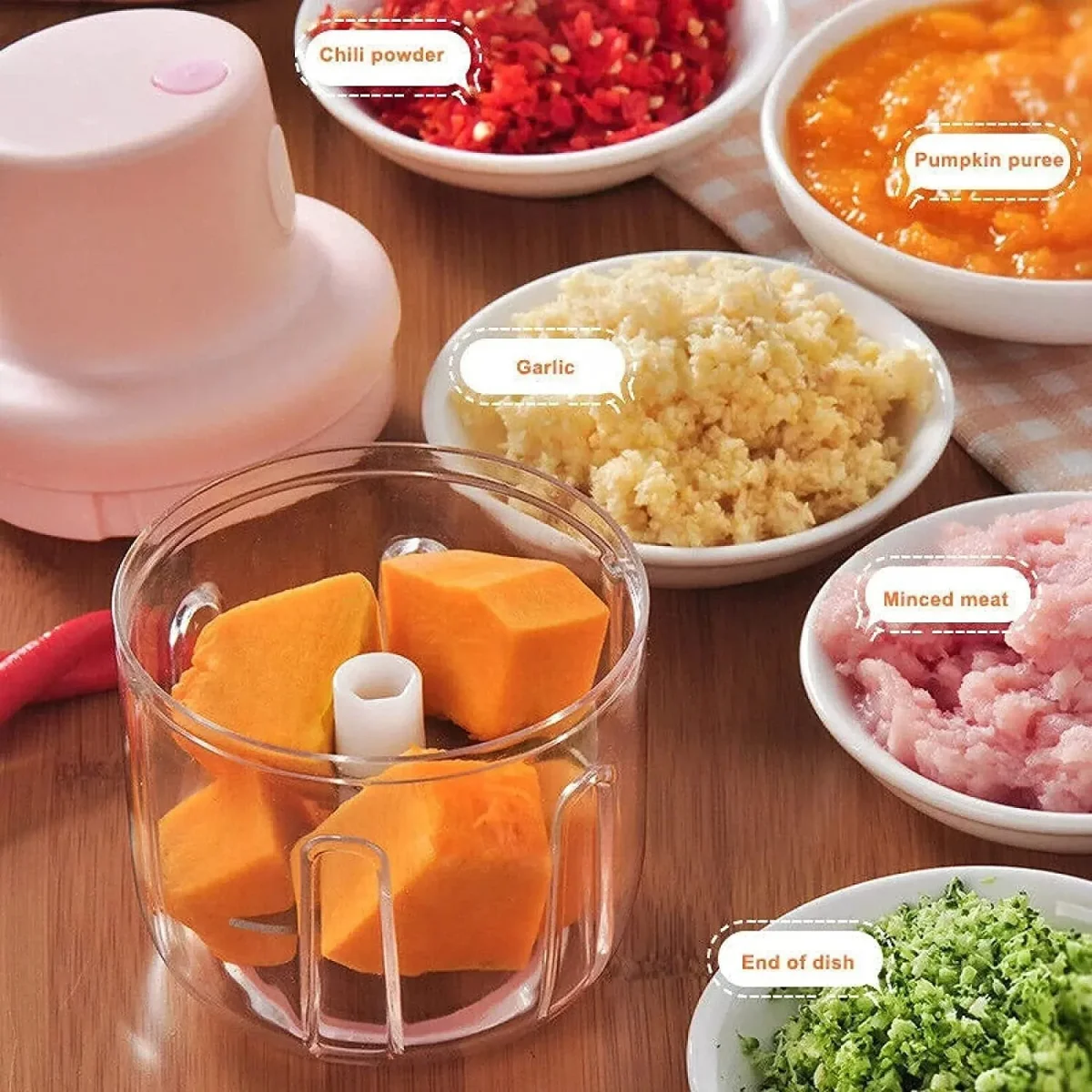 Electric Mini Garlic Chopper – USB Rechargeable 250ml | Quickslice  SKU 2374_usb_garlic_chopper  DSIN 2374 3