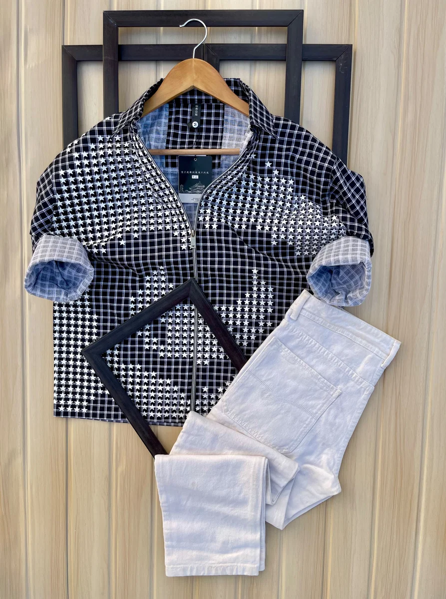 Brand :- DISGNER HOOD  Party wear Most demanded premium shirt article  Complete zipper Boxy fit shirt 7