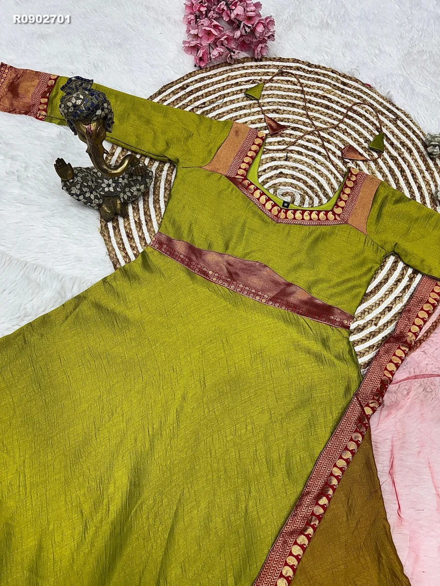 RK Ethinic....vichitra silk fabric with Jacquard weaving zari border And Soft Net Duppatta with lace border 5