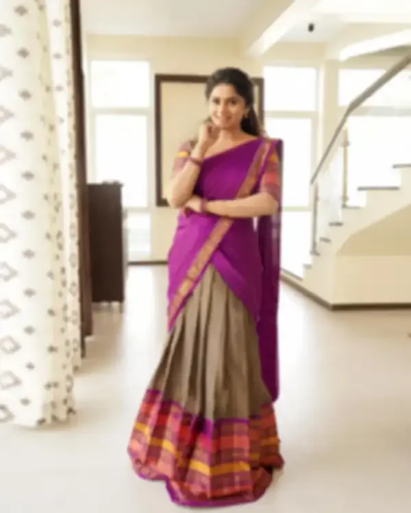 Product ID: F5-hUpzA Kanjivaram Silk Zari Half Saree Lehenga With Blouse Along With Banarsi Silk Dupatta 4