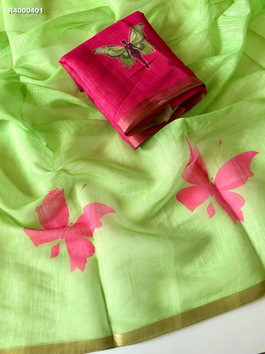 RK ethinics...SUPER HIT DEGINE  new trading linen cotton saree with pallu tussle 5