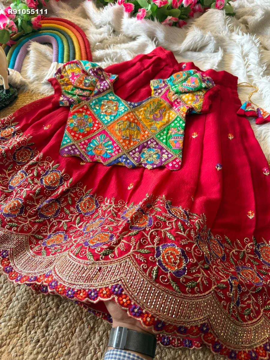 RK ethinics....  Lehenga :- Soft rangoli crush fabric with floral cutdana work 6