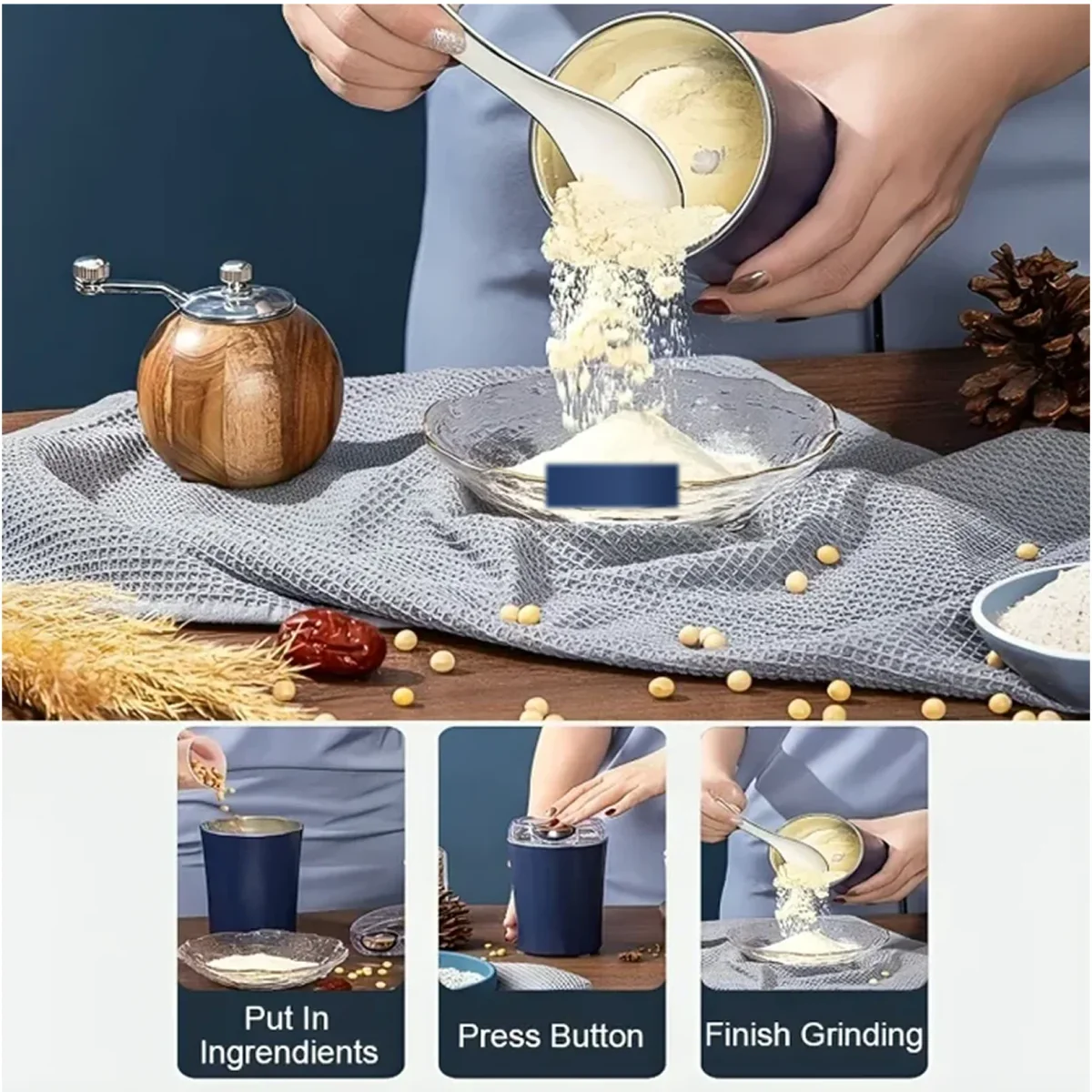 Coffee Grinder Blender – Portable 4-Blade Mini Mixer | Dabster   SKU 5324_coffee_grinder_100g  DSIN 5324 4