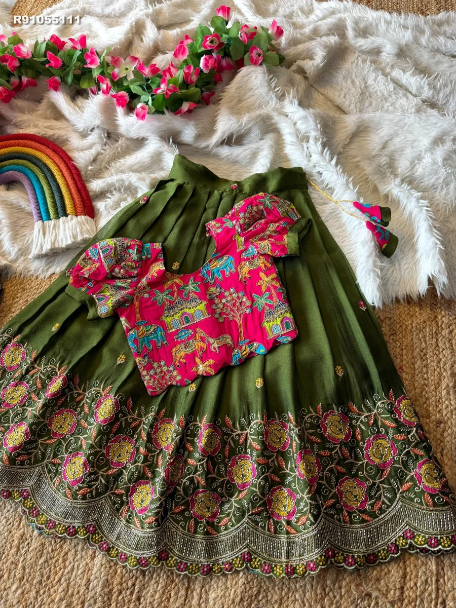 RK ethinics....  Lehenga :- Soft rangoli crush fabric with floral cutdana work 2