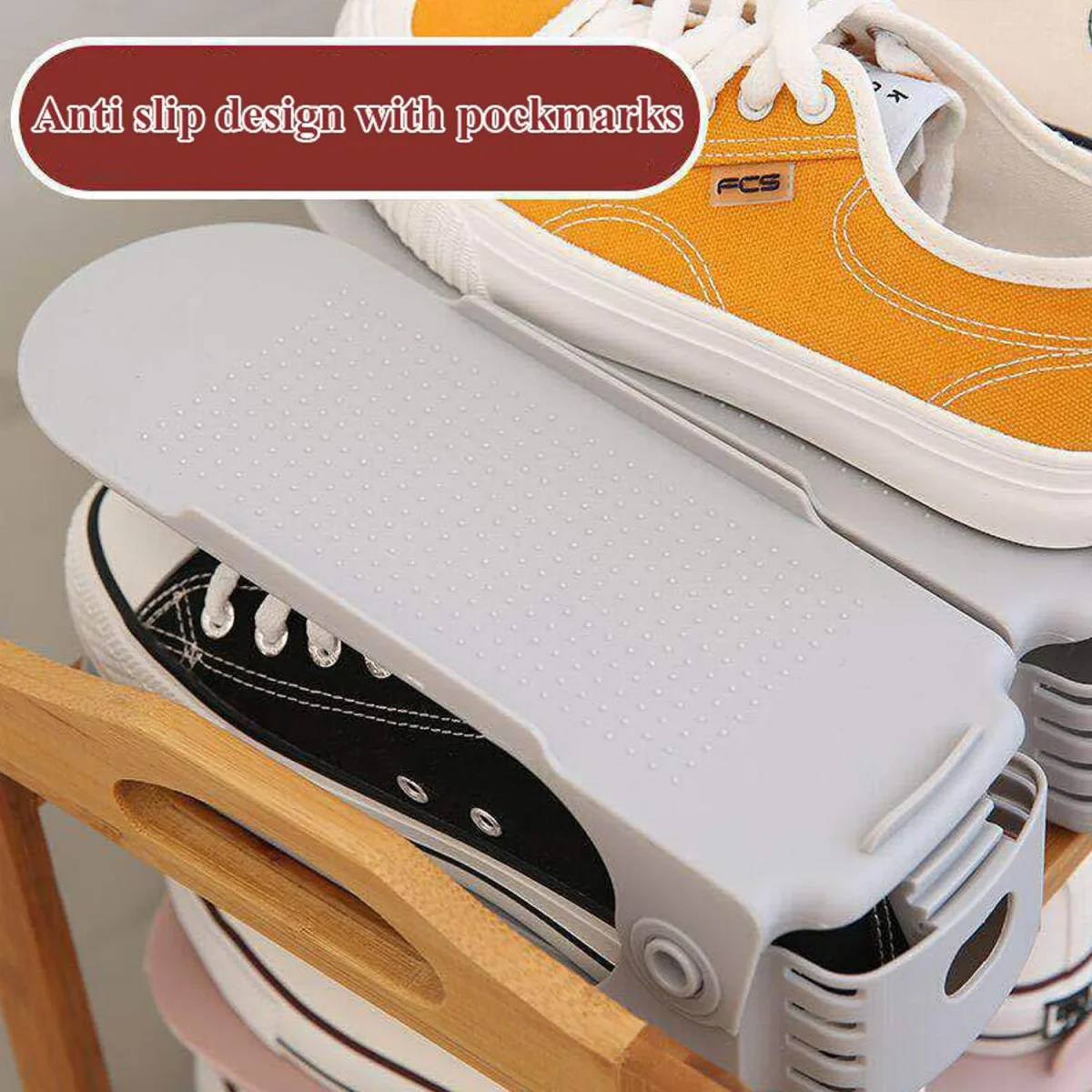 Adjustable Shoe Organizer – Folding Space Saver | Velvet Organizers   SKU 7277_adjustable_shoe_holder  DSIN 7277 2