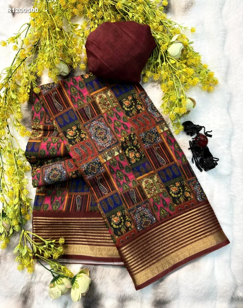 Rk ethinics...New uniform flowers special  IMPORTED DULL MOSS SILK QUALITY saree 8