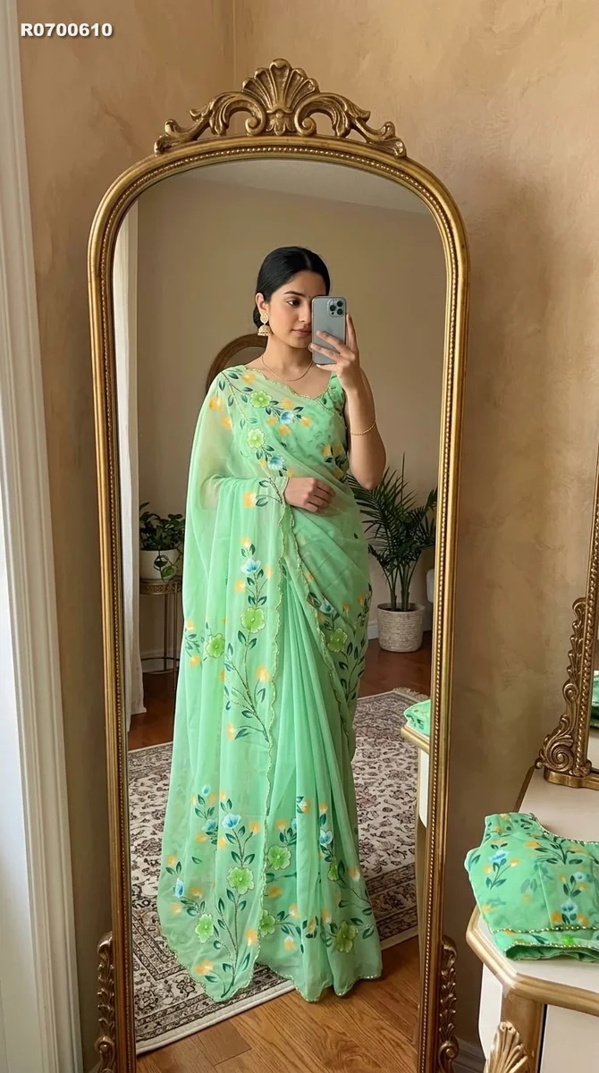 RK ethinics...saree with beautiful heavy Work Saree With Blouse 2