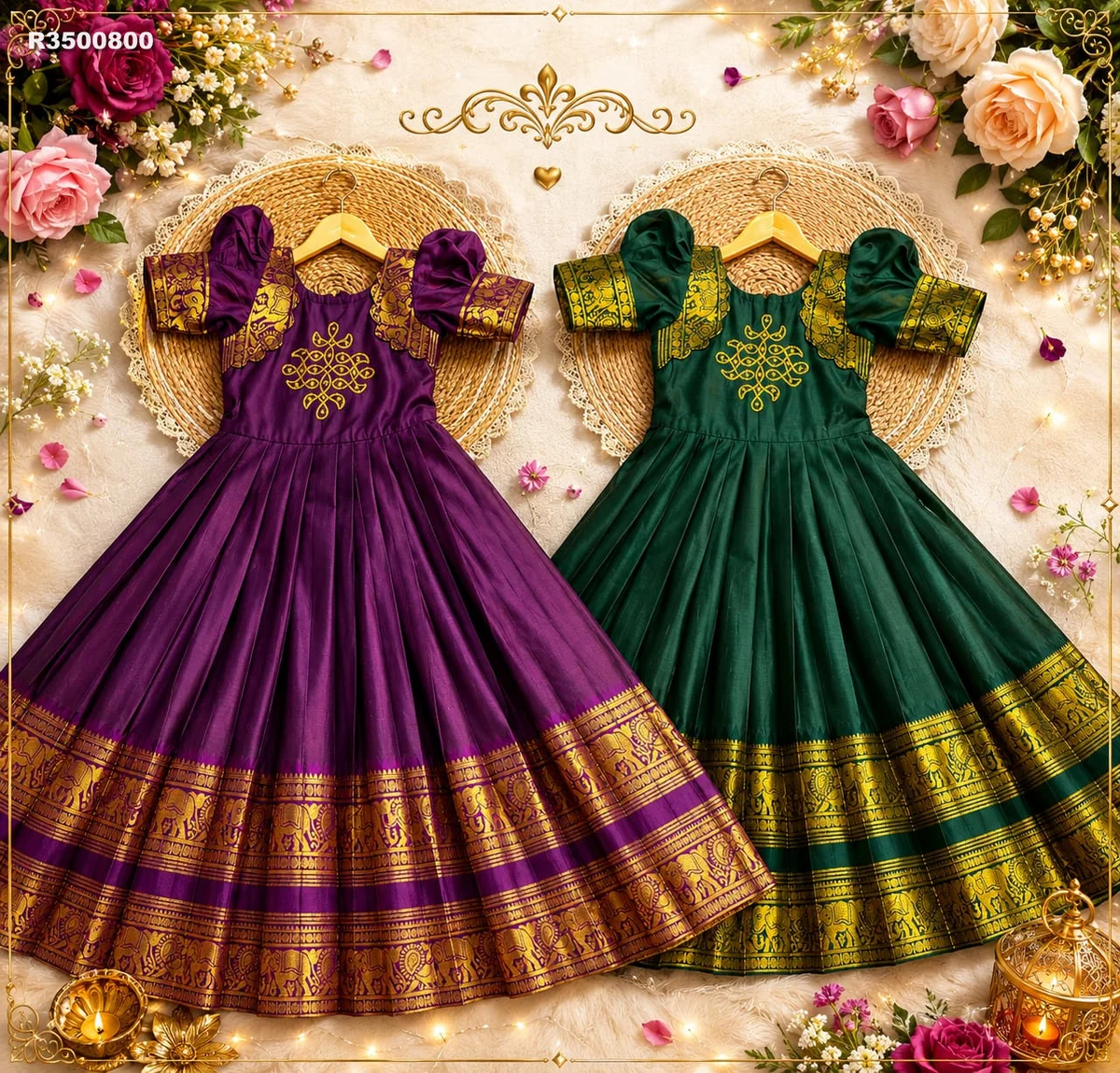 RK ethinics.... kids gown FULL FLAIR SAME AS PIC and chest, waist and height as per size|| 3
