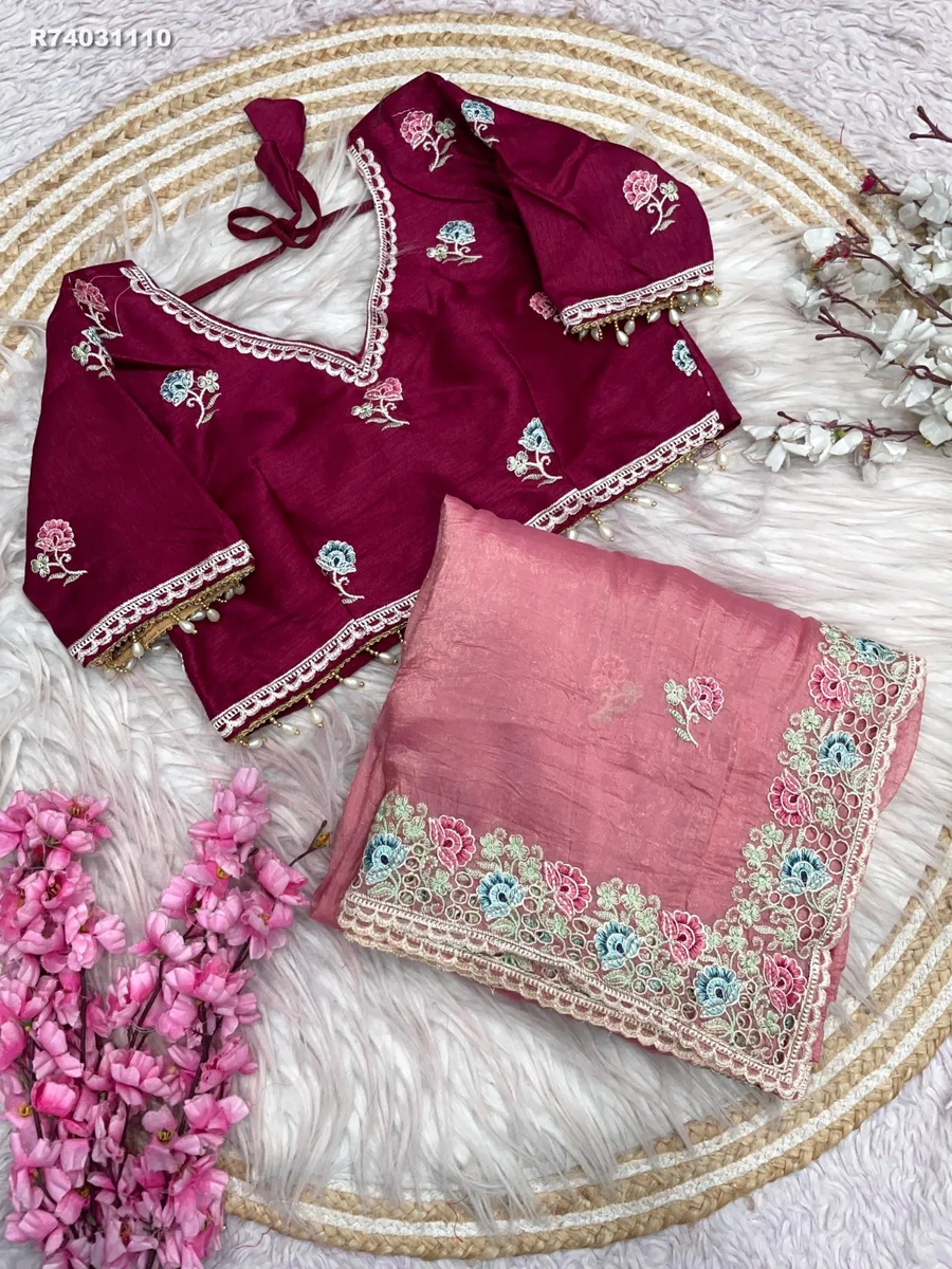 RK ethinics...Fabric: Soft Gold karsh Fabric  Blouse : Mono Banglori Fabric With Multi Embroidery Work (Stich blouse 38_42) 2
