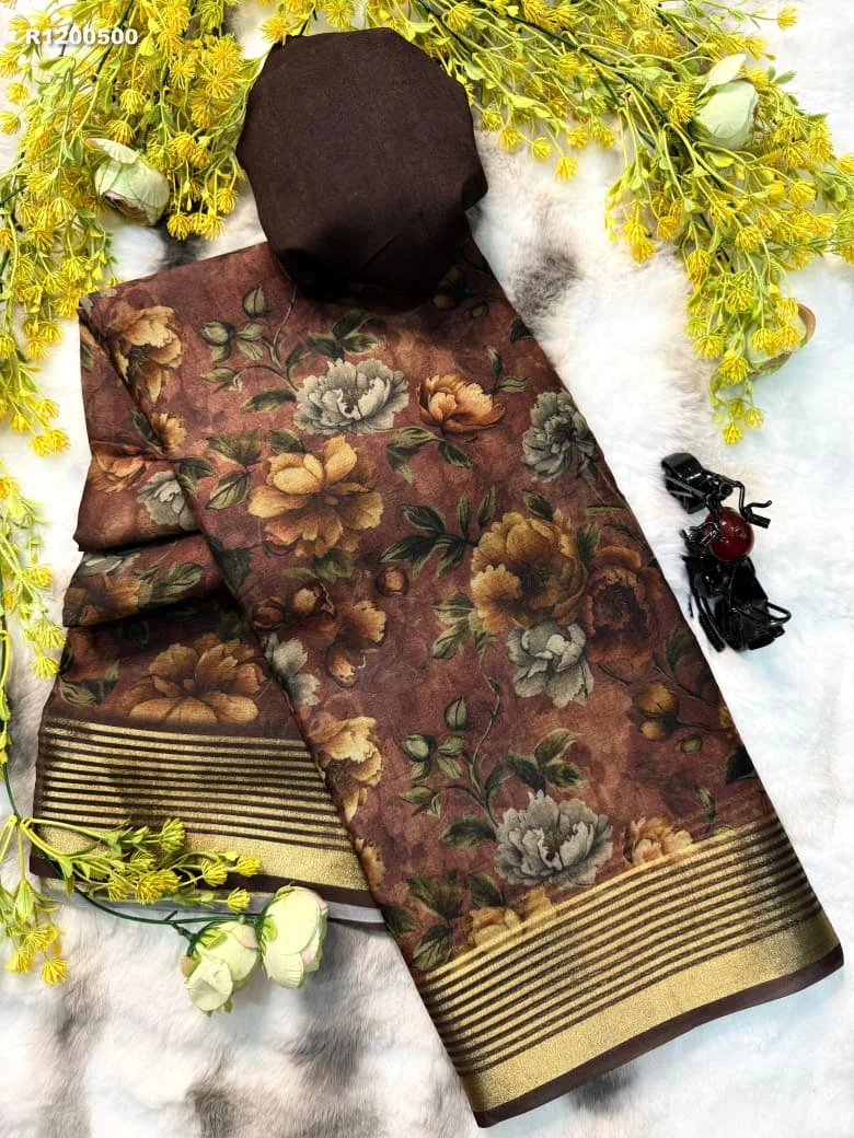 Rk ethinics...New uniform flowers special  IMPORTED DULL MOSS SILK QUALITY saree 2