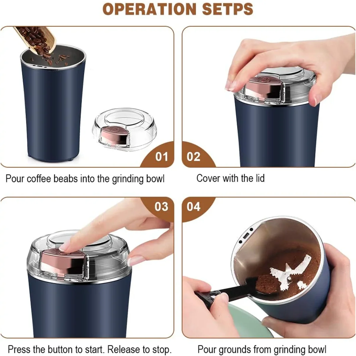 Coffee Grinder Blender – Portable 4-Blade Mini Mixer | Dabster   SKU 5324_coffee_grinder_100g  DSIN 5324 5