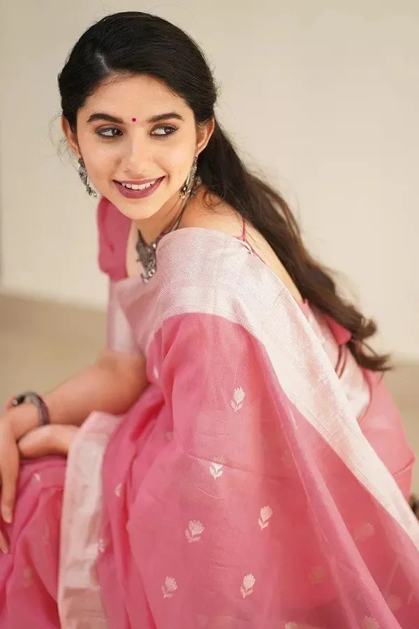 Product ID: 9nx5ra_R  Confounding Pink Cotton Silk Saree With Splendorous Blouse Piece 3