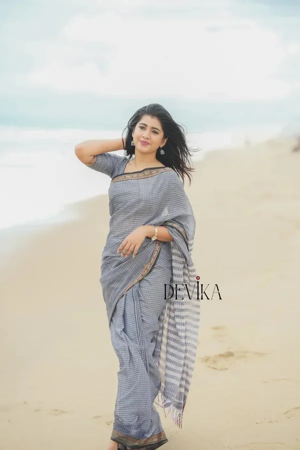 Product ID: 3lJ5h4Cm  Deepali Grey checked Pattern Narayanpet Pure cotton saree 5