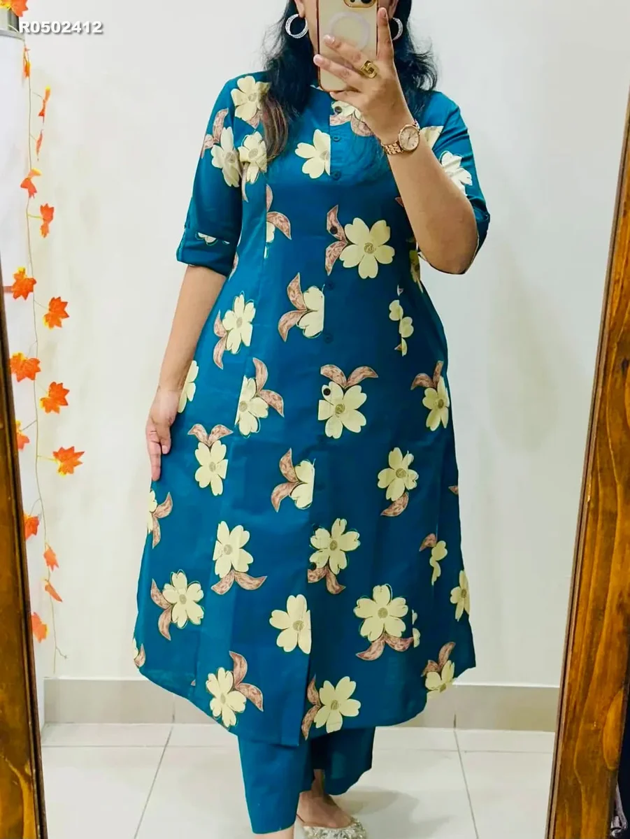 RK ethinics ...Co-Ords set in Aline kurti pattern paired with Ankle length pant giving 3