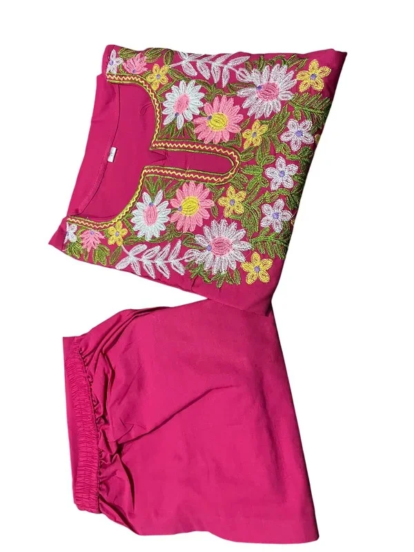Product ID: Z_L6dSLU  Embroidery Work Pink Color Cotton Co_erd Set 5