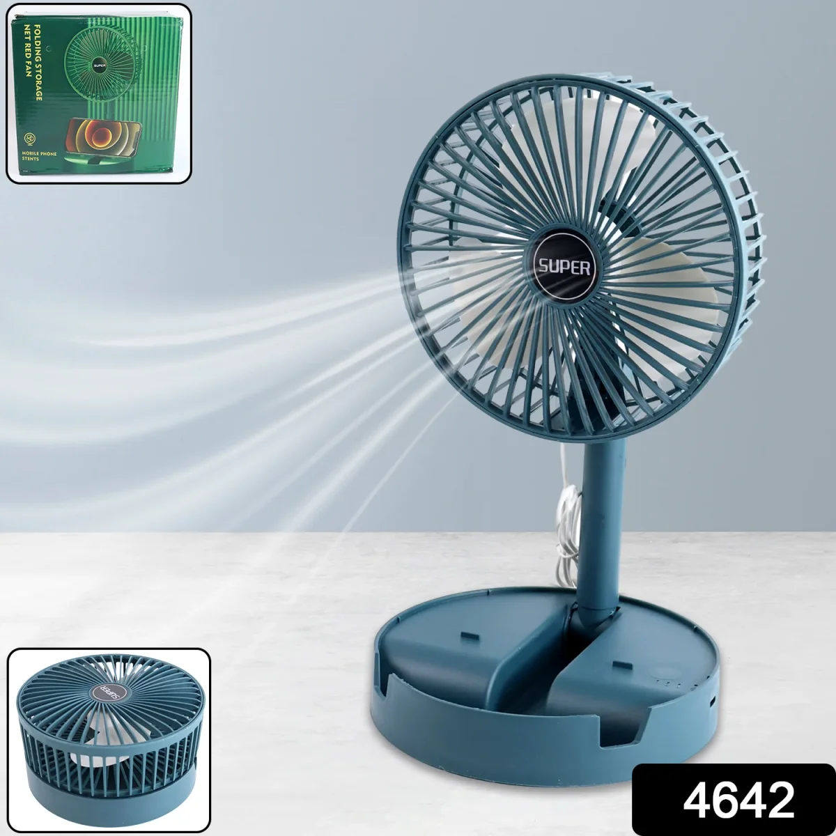 Portable Desktop Fan – Adjustable, Silent, Foldable | Velvet Wellness SKU 4642_telescopic_fan_adjustable  DSIN 4642