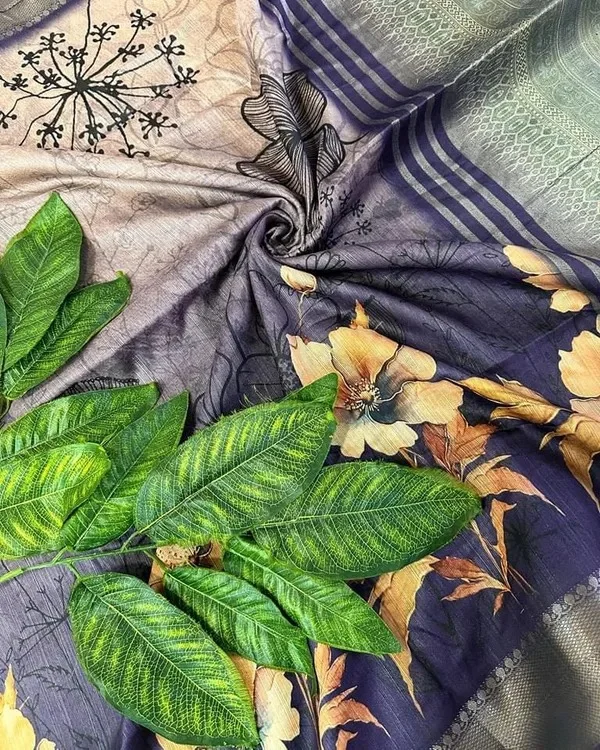 Product ID: EFe6Wkya  superior desi soft silky tussar sarees with ombre scheme body and over it floral conceptual prints 3