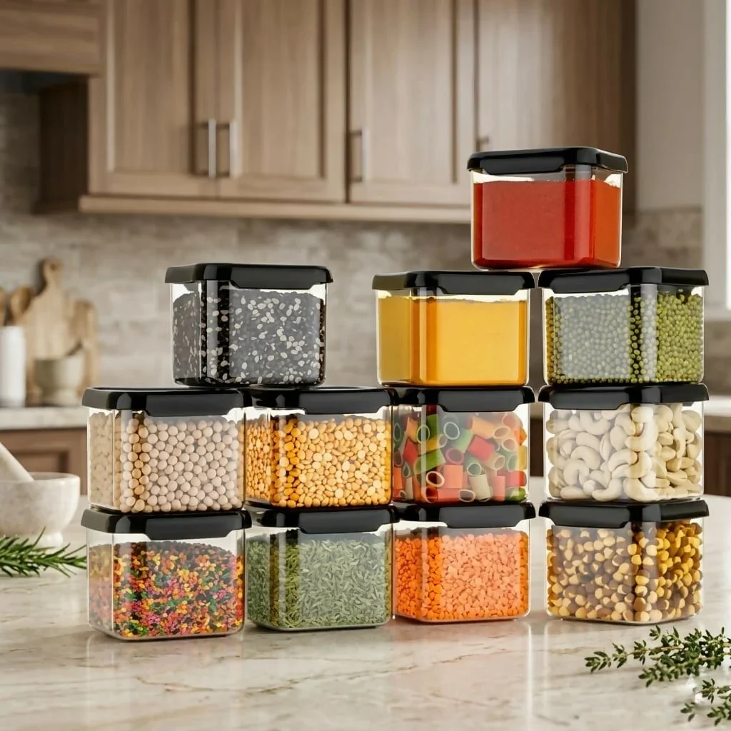 Stackable Storage Container Set – Space Saving & Modular Design  SKU 11284_multi_connecting_storage_container_4pc  DSIN 11284 5
