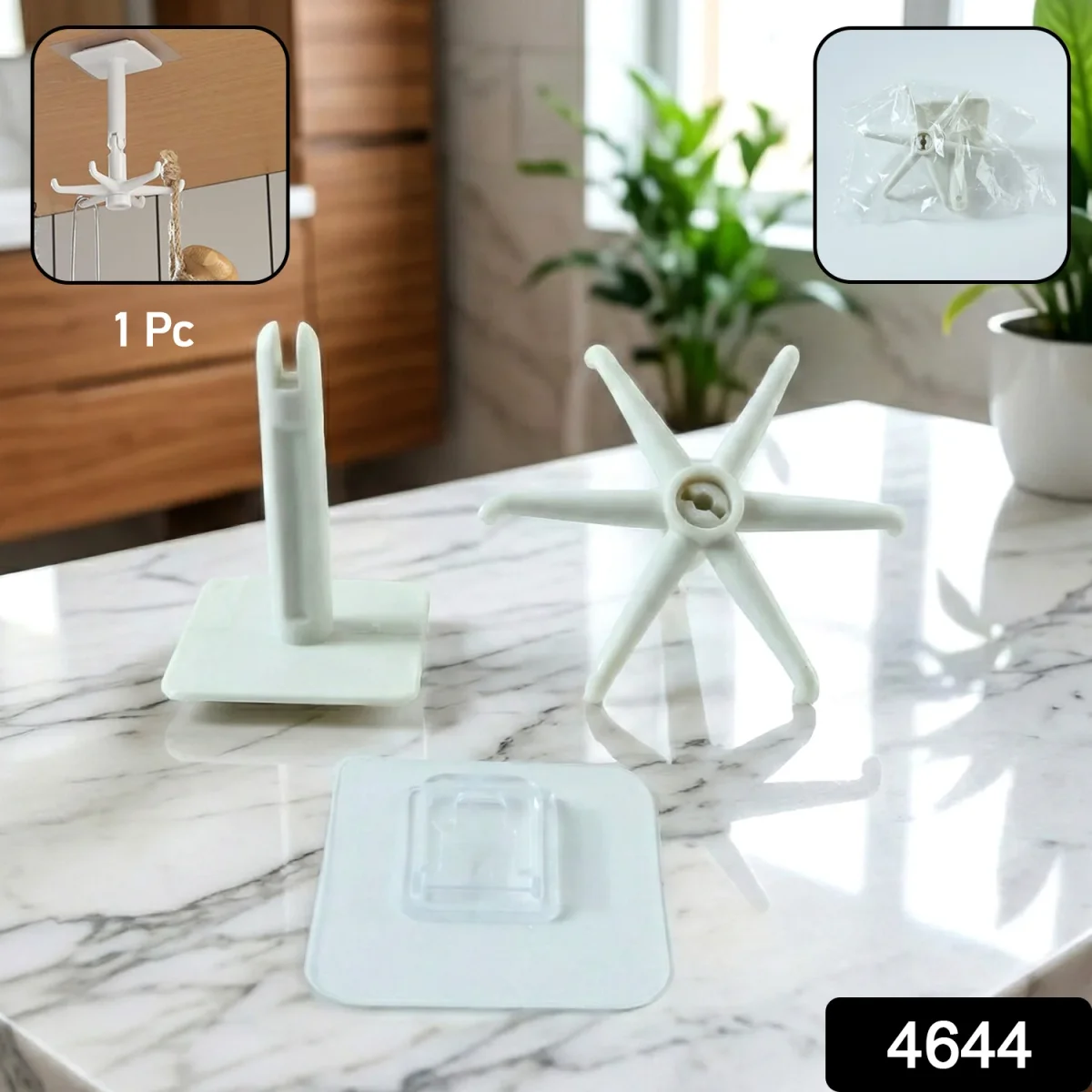 Self-Adhesive Wall Hook – 360° Rotating & Waterproof | GlimmerHome SKU 4644_white_360d_utensils_hook  DSIN 4644 2