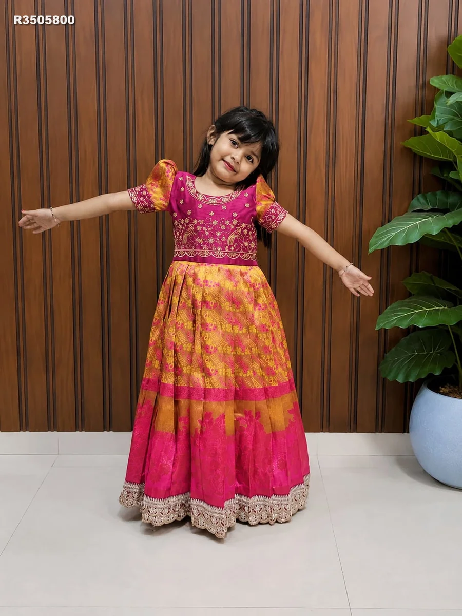 RK ethinics...Kids gown  NOTE- FULL FLAIR SAME AS PIC and chest, waist and height as per size|| 3