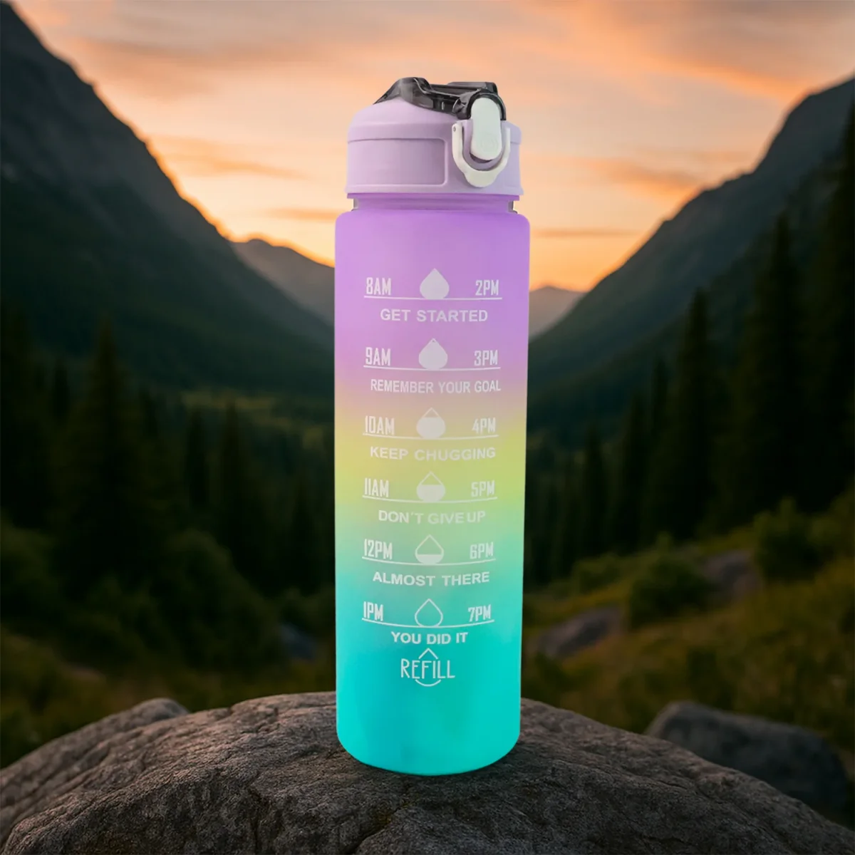 Motivational Water Bottle with Straw & Time Marker | Hydrozilla   SKU 0325_motivational_water_bottle  DSIN 325 5