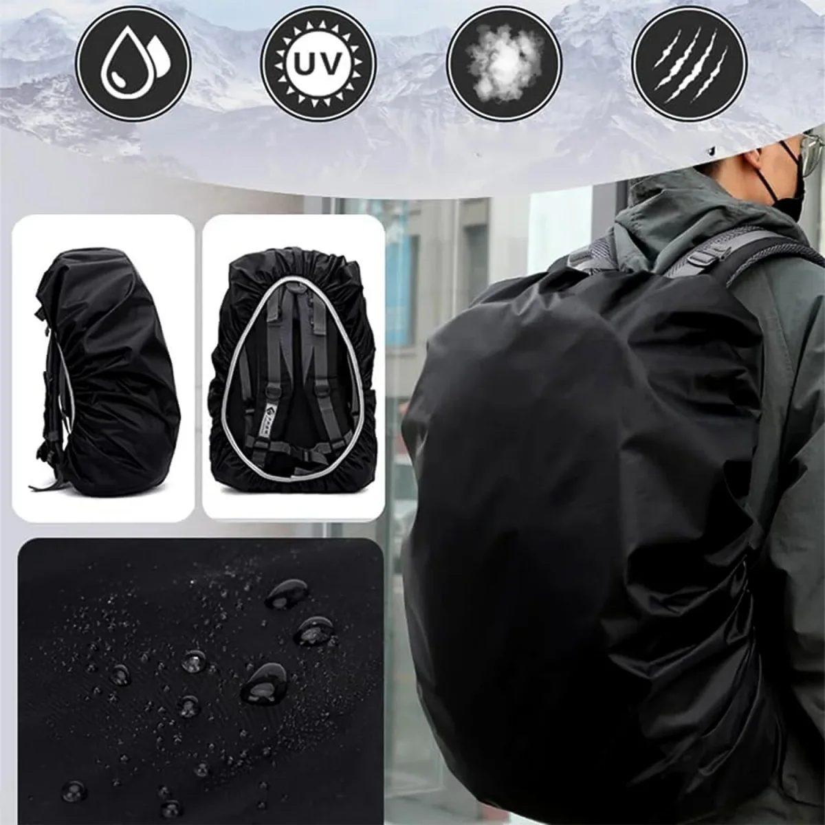 Waterproof Backpack Rain Cover for 20-40L Bags     SKU 4100_waterproof_bag_cover_1pc  DSIN 4100 4