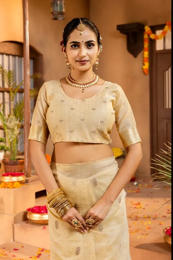 Product ID: DPlnwu-V  Premium Soft Muga Cotton sarees with Beautiful ?Colourfull Resham Weaving Peacock Design Pallu 3