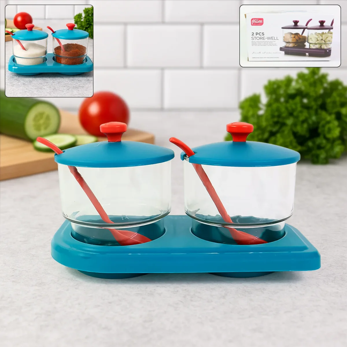 Multipurpose Spice Container Set – Durable & Compact Kitchen Storage SKU 10544_supermom_storewell_2pc  DSIN 10544