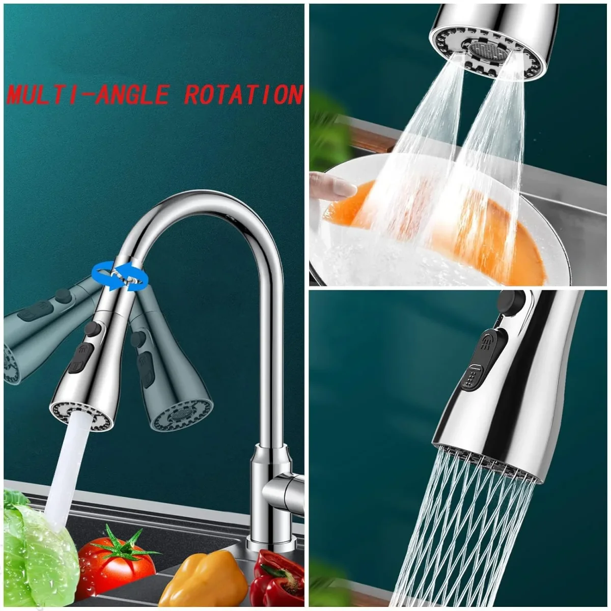 Kitchen Faucet Sprayer – 3-Function Pull Down |   SKU 15166_kitchen_sink_faucet_aerator_1pc  DSIN 15166 3