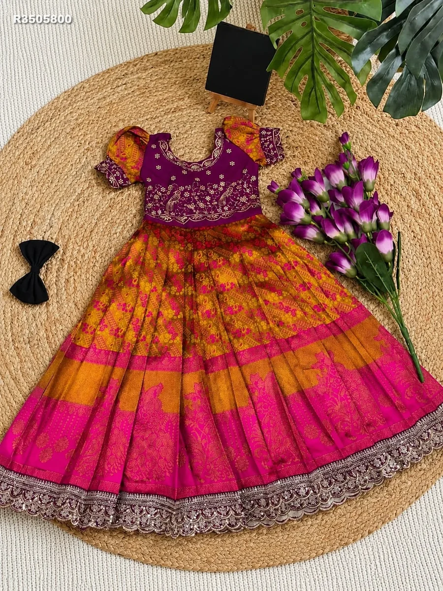 RK ethinics...Kids gown  NOTE- FULL FLAIR SAME AS PIC and chest, waist and height as per size|| 4