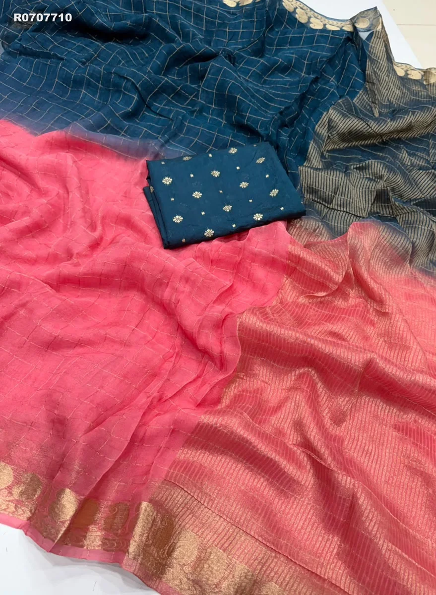 RK ethinics...New Colour Added  Viscose Georgette Saree With Viscose Blouse & premium 2D Daying 3