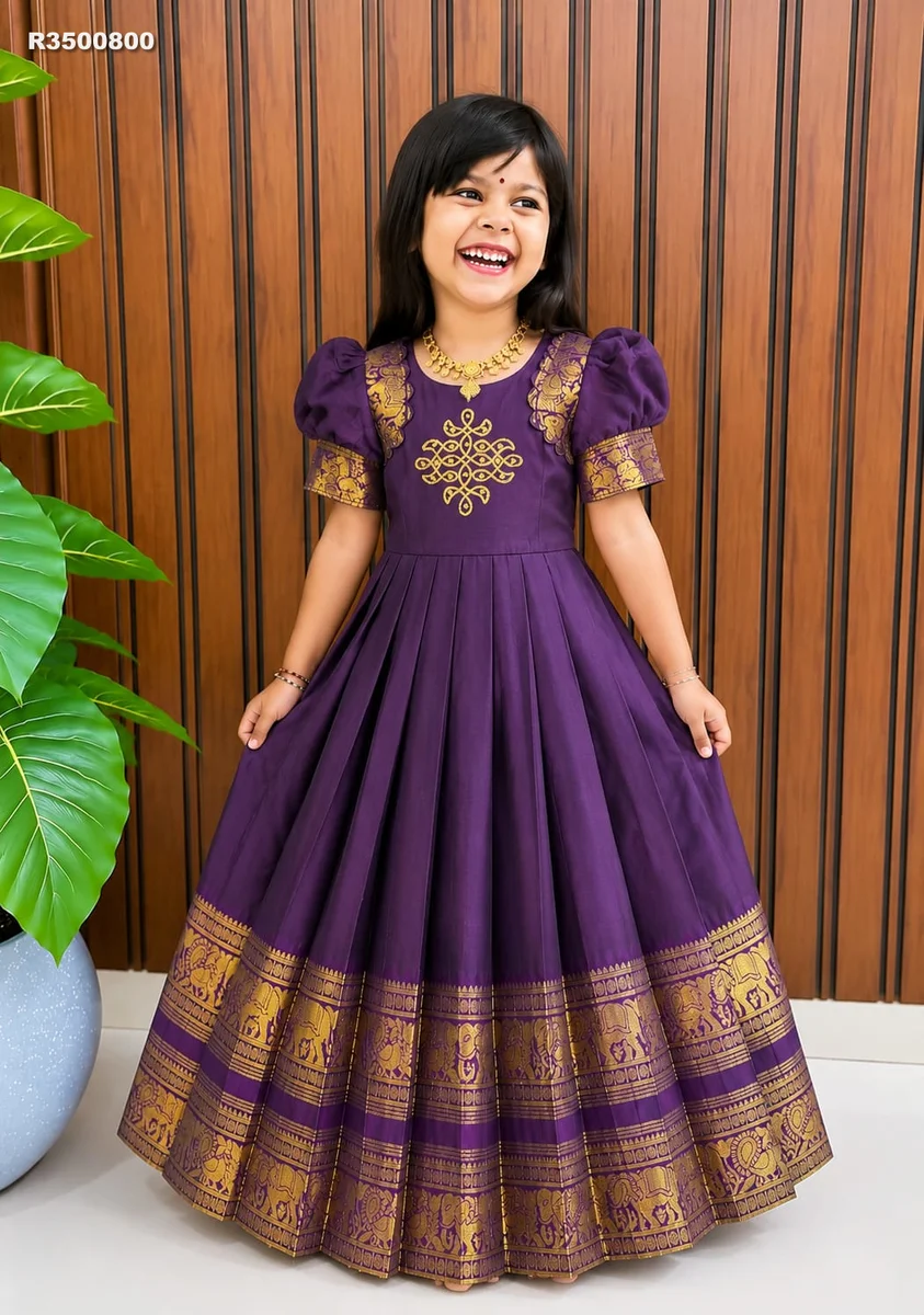 RK ethinics.... kids gown FULL FLAIR SAME AS PIC and chest, waist and height as per size|| 6