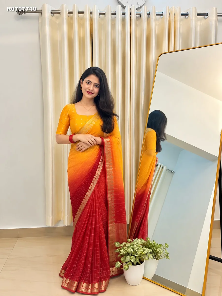 RK ethinics...New Colour Added  Viscose Georgette Saree With Viscose Blouse & premium 2D Daying 2