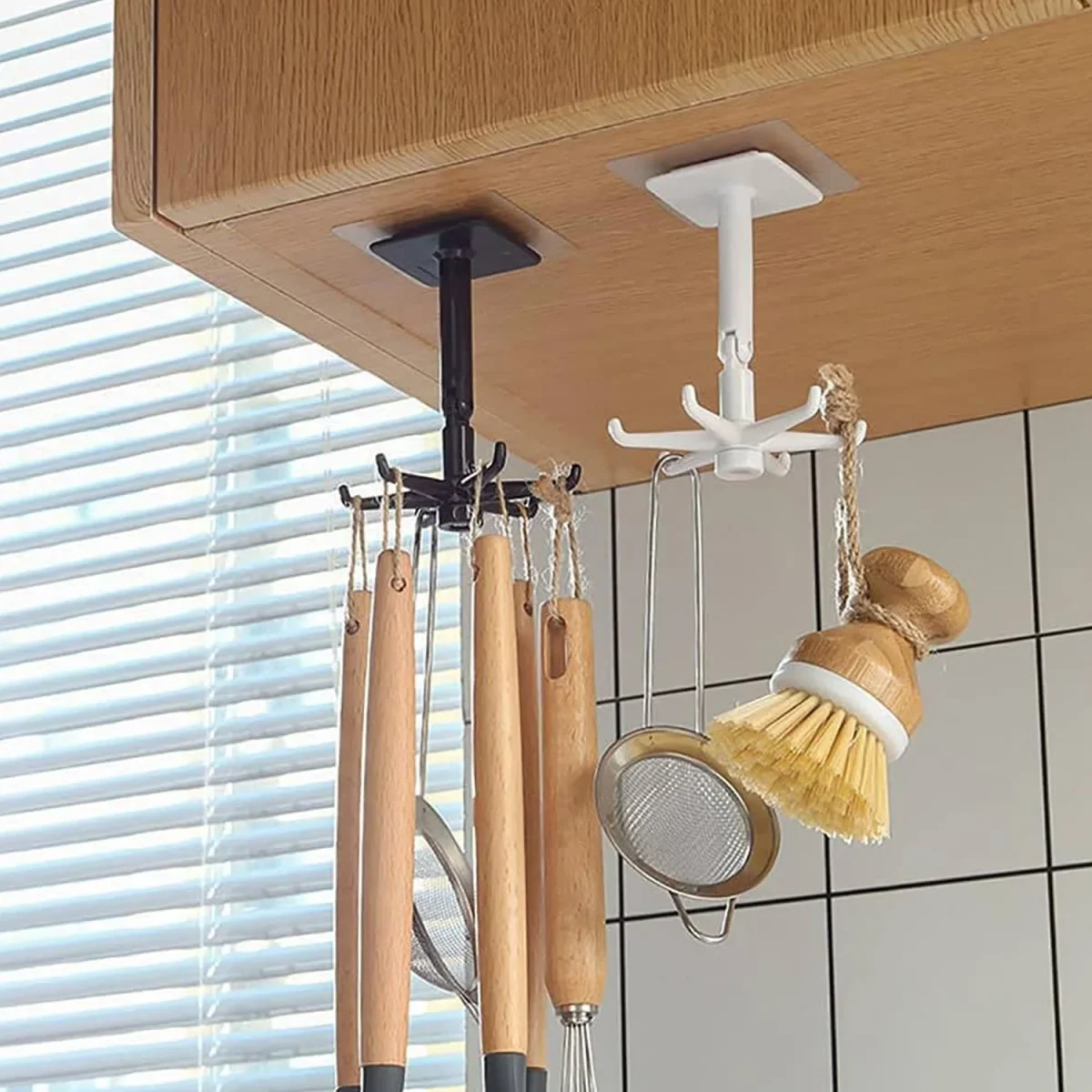 Self-Adhesive Wall Hook – 360° Rotating & Waterproof | GlimmerHome SKU 4644_white_360d_utensils_hook  DSIN 4644 4
