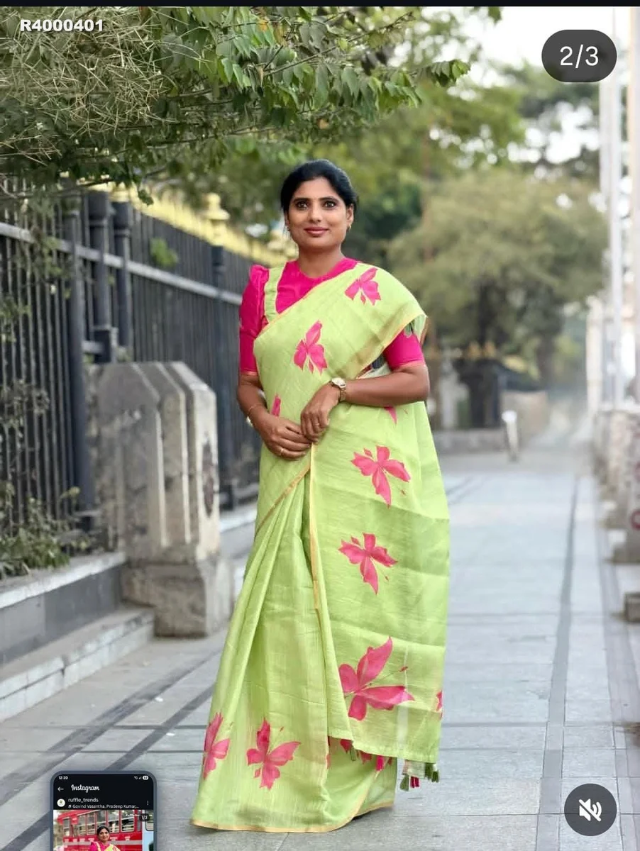 RK ethinics...SUPER HIT DEGINE  new trading linen cotton saree with pallu tussle 3
