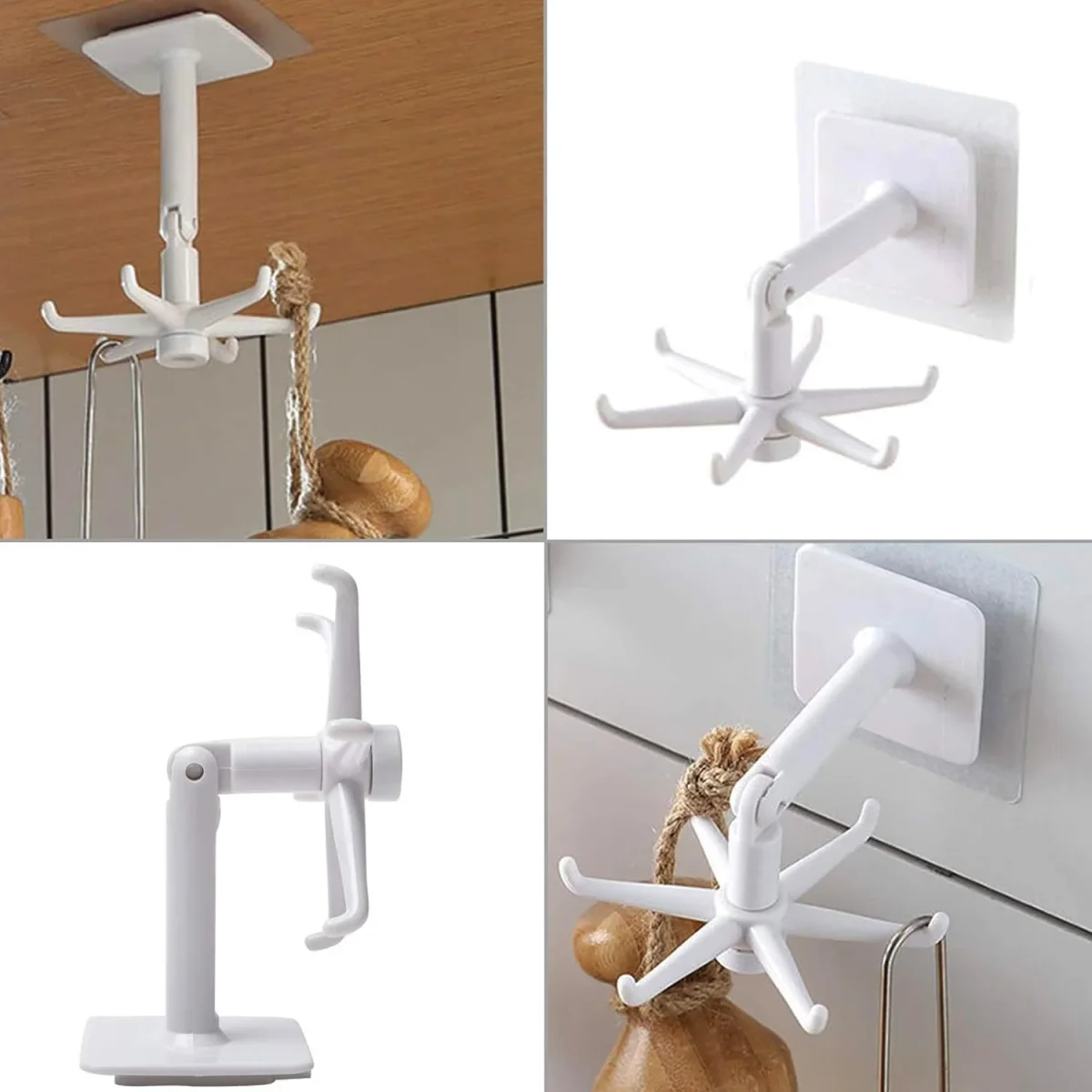 Self-Adhesive Wall Hook – 360° Rotating & Waterproof | GlimmerHome SKU 4644_white_360d_utensils_hook  DSIN 4644 6