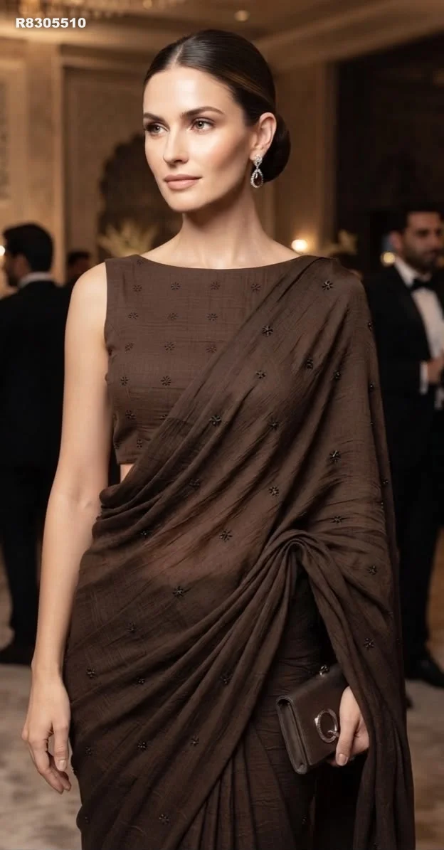 RK ethinics...Rangoli crush silk Saree Bits Sequence Work Saree With Running Blouse