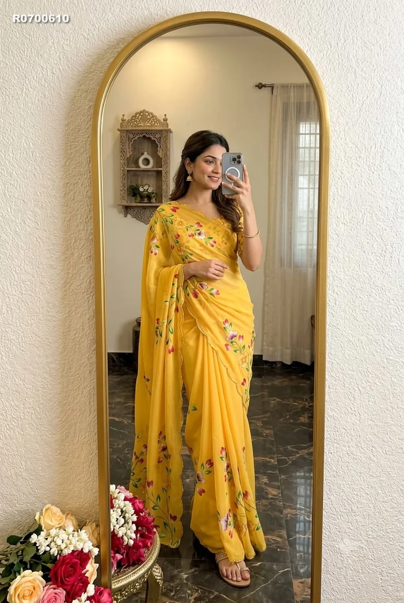 RK ethinics...saree with beautiful heavy Work Saree With Blouse 3