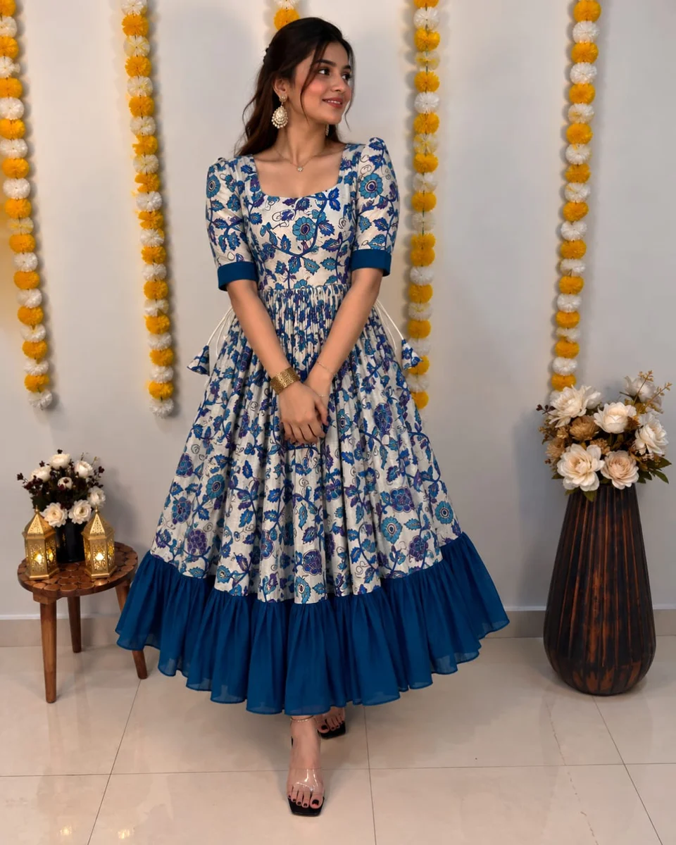 RK Ethinic .....Launching Traditional Kalamkari Frocks with a Stylish Contrast Color Fusion 4