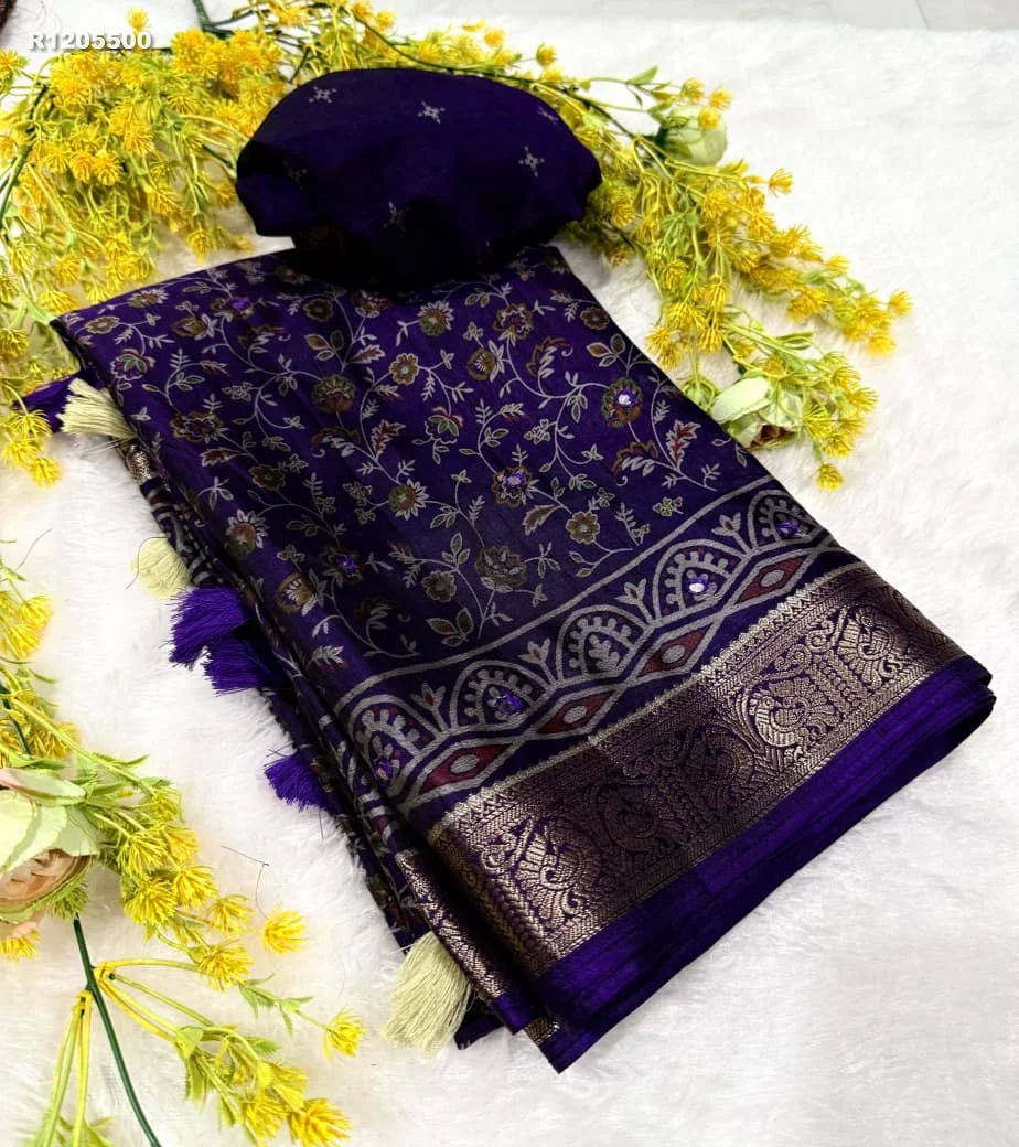 RK ethinics ...AJRAKΗ  havy marsh mellow self  SOFT GEORGET  JEQURD VIEWING saree 3